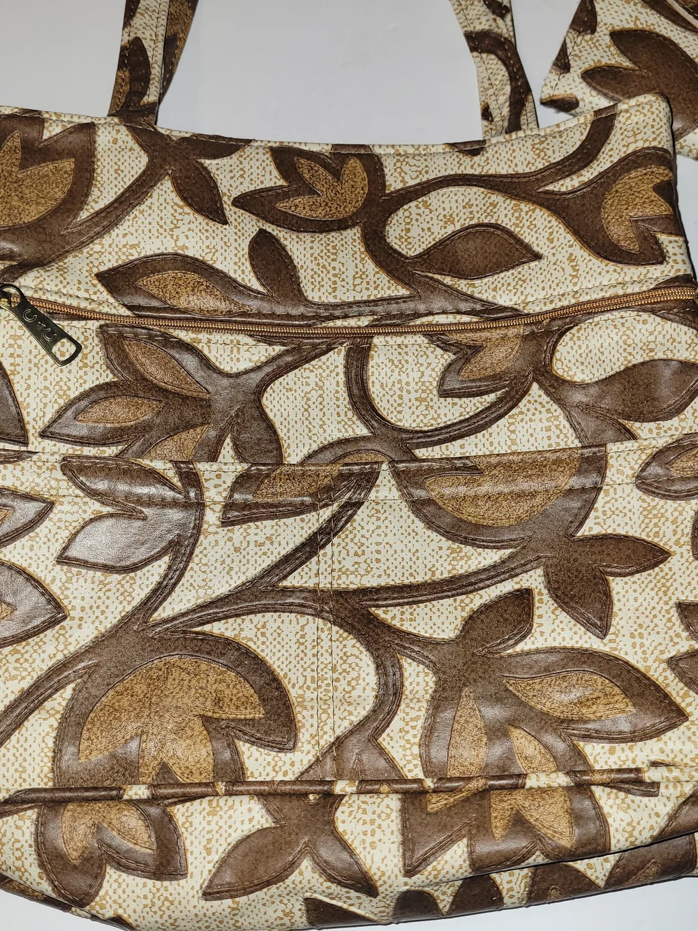 Vintage 60s/70s Fantastic Brown Floral Print Shoulder Bag with Matching Wallet